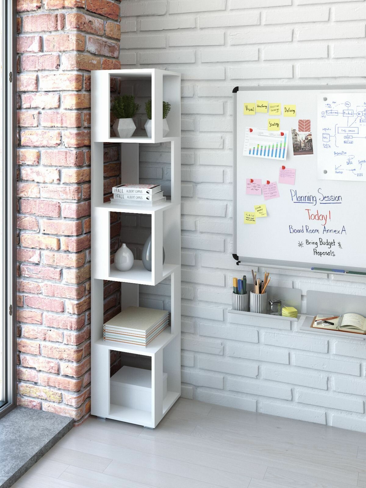 фото Стеллаж угловой в гостиную, стеллаж открытый с полками, стеллаж для спальни, стеллаж деревянный, стеллаж на балкон квадро. ШВГ - 35 см х 173 см х 35 см