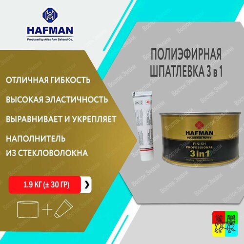 Полиэфирная шпатлёвка Hafman Polyester Putty 3 в 1 универсальная 1.9 кг