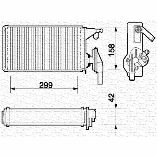 Радиатор отопителя салона для автомобиля, MAGNETI MARELLI 350218063000 (1 шт.)