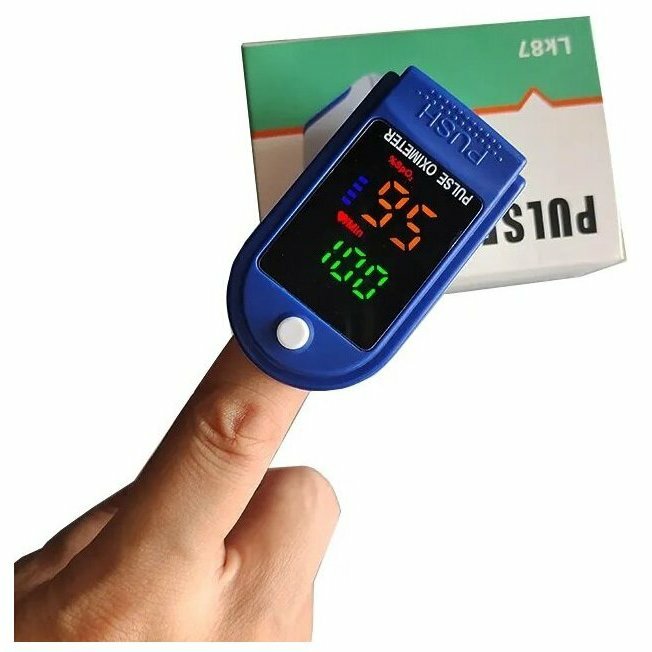 Пульсоксиметр/оксиметр на палец для измерения уровня кислорода в крови и пульса. Led дисплей.