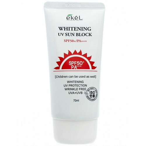 Ekel Осветляющий солнцезащитный крем для лица с муцином улитки Whitening UV sun block SPF 50 70 мл.