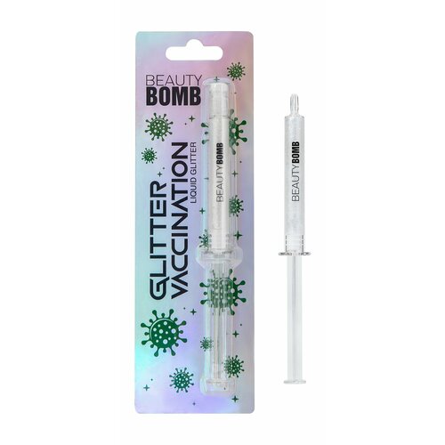 BEAUTY BOMB Глиттер жидкий для лица Glitter vaccination, 3,5 мл, 01 Прозрачный с золотым блеском