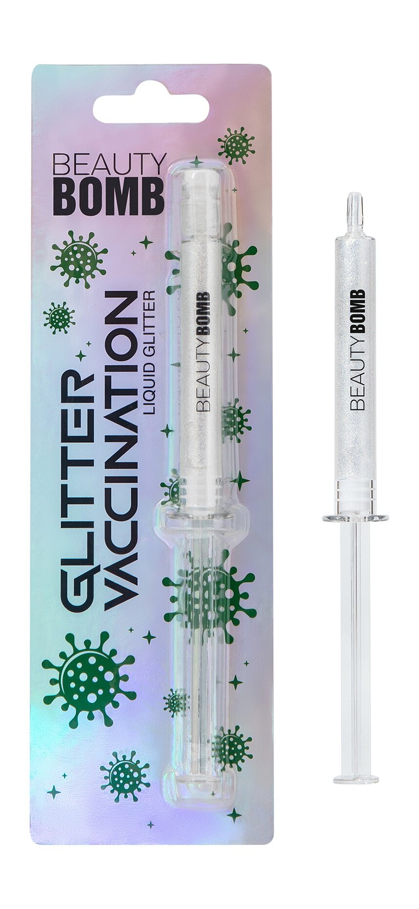 BEAUTY BOMB Глиттер жидкий для лица Glitter vaccination, 3,5 мл, 01 Прозрачный с золотым блеском