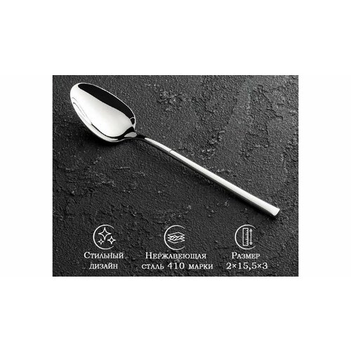 Набор столовых ложек, нержавеющая сталь, цвет серебристый