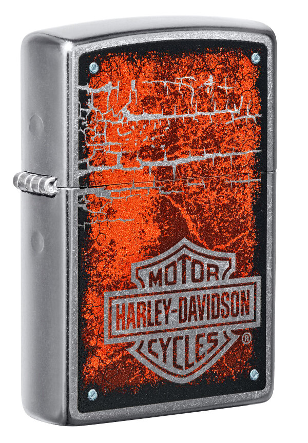 Зажигалка ZIPPO Harley-Davidson® с покрытием Street Chrome™, латунь/сталь, серебристая, 38x13x57 мм