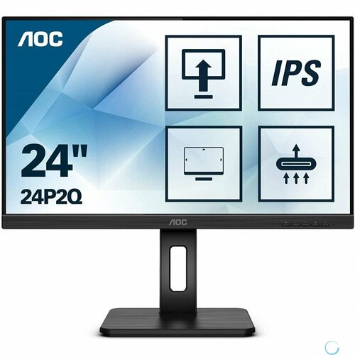 LCD AOC 23.8" 24P2Q Black с поворотом экрана {IPS 1920x1080 75Hz 4 ms 178/178 250cd DVI HDMI DisplayPort 1.2 4xUSB3.2 MM