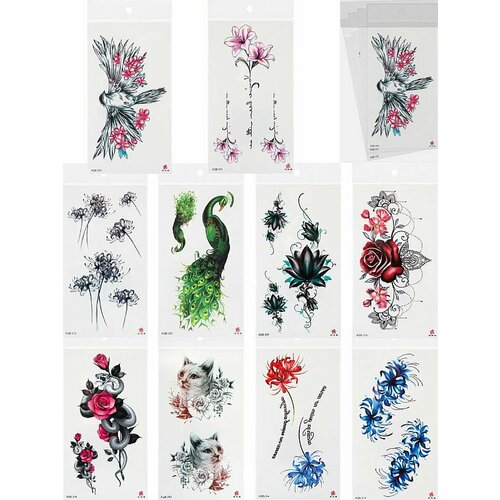 Татуировка-наклейка 114х21см Цветочный микс 2 Арт ТА-1764 кратно 10 цена за единицу ТА-1764 338₽