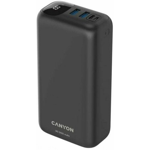 Внешний аккумулятор Power Bank 30000 мАч Canyon PB - 301 черный внешний аккумулятор power bank 20000 mah 5v 3a 2 usb 2 type c 66 вт с индикатором заряда цвет белый