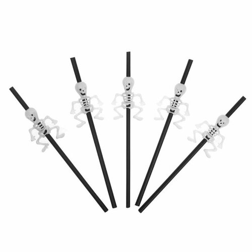 Прикол-трубочка для коктейля Скелет набор 5 шт 490₽
