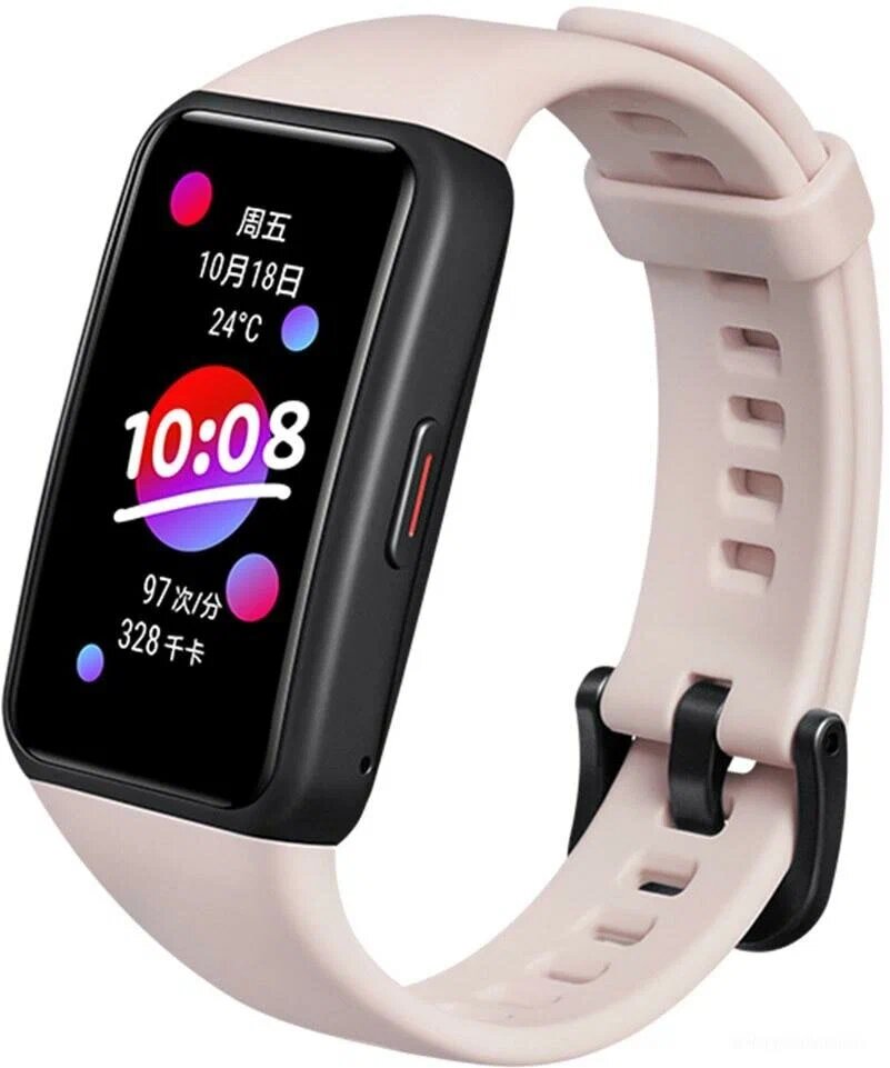 фото Умные часы (фитнес-браслет) Honor Band 6 (розовый)Китайская версия(отсутствие русского и английского языков, не обновляются на глобальную версию) Браслет работает только на китайском языке, но оповещение и смс отображают на русском языке