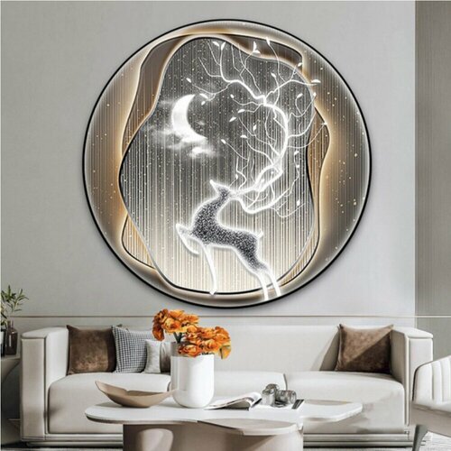 Алмазная мозаика круглая Олень 40х40