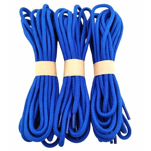 Шнурки круглые 200 см яркие синие прочные с сердечником 3 пары 375₽