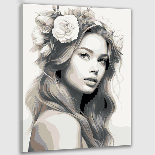 Картина по номерам 50х40 Девушка с розами картина по номерам две картинки raduga девушка с розами и лисами в волосах