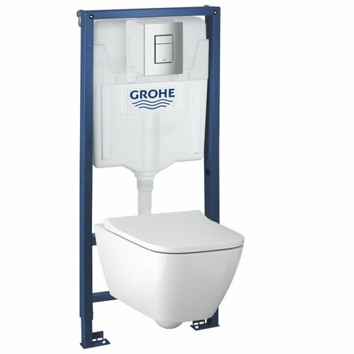 Инсталляция Grohe 38772001 в комплекте с унитазом безободковым Geberit Smyle Square 500.683.01.1 сиденье для унитаза geberit icon square 500 837 01 1 с крышкой микролифт белое