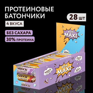 Протеиновые батончики Ассорти Fitness SHOCK "Born to be Shock" 4 вкуса 40 гр 28 шт