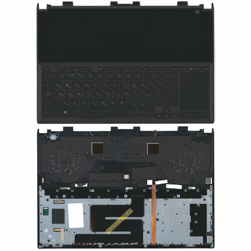 Клавиатура (топ-панель) для ноутбука Asus ROG Zephyrus S GX531 черная с черным топкейсом c41n1805 0b200 03020000 15 4 v 50wh аккумулятор для ноутбука asus rog zephyrus s gx531 gaming gx531 0b200 03020000