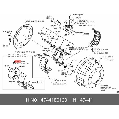 HINO 47441E0120 47441E0120_НАКЛАДКИ тормозные передние HINO 500 R225E-3E-4 1650₽