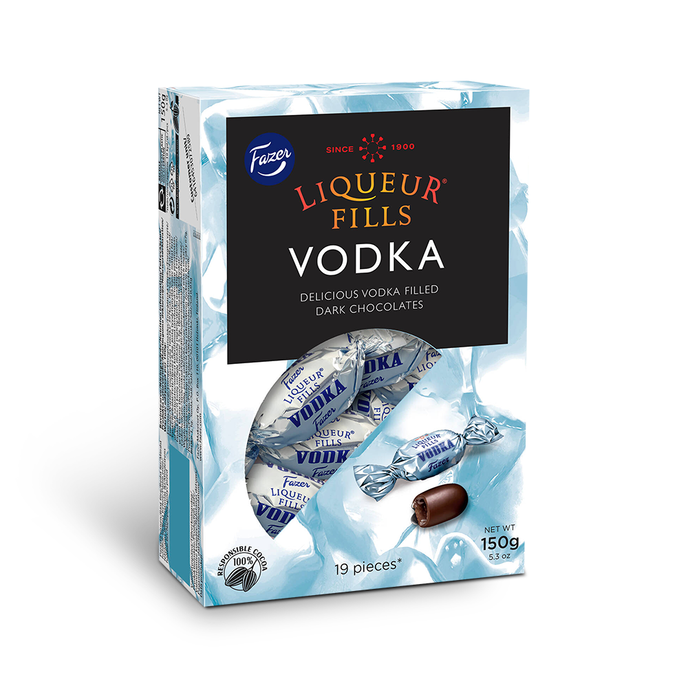 Конфеты Fazer Liqueur Fills Vodka Original с водкой, 150г.