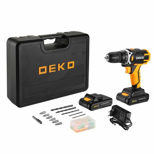 Дрель-шуруповерт аккумуляторная DEKO DKCD20 20В 220Ач в кейсе набор 63 инструмента 5000₽