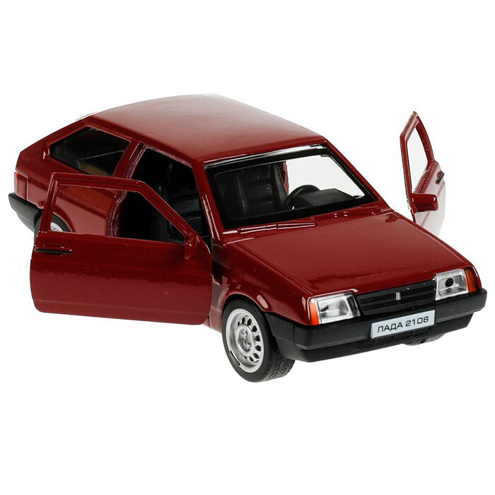 Модель Lada 2108 Спутник вишневая 12см без света И звука Технопарк металл. инерц. откр. двери и багажник