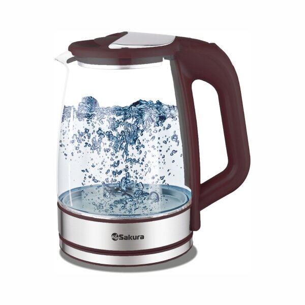 фото Чайник электрический Sakura SA-2722BR стеклянный с подсветкой 2.2л темный шоколад