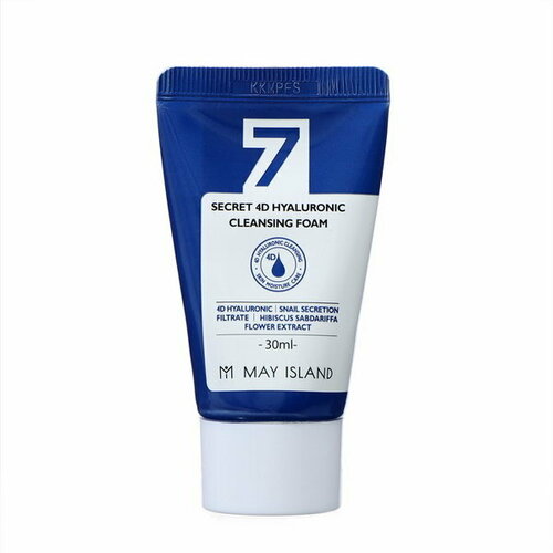 Артикул: 2171-813. Вес: 39 гр., Размер упаковки: 3.5 x 10.5 x 5.5 см., Область применения: Для лица, Вид: Пенка, Тип кожи: Для всех типов. В состав средства для умывания от May Island входит комплекс из 4 видов гиалуроновой кислоты. Он помогает поддерживать гидролипидный баланс. Пенка мягко удаляет макияж, пыль и другие загрязнения. Природные компоненты оздоравливают кожу, делая ее сияющей, упругой и бархатистой. Очищающее корейское средство для лица в миниатюре 30 мл подходит для ежедневного ухода.