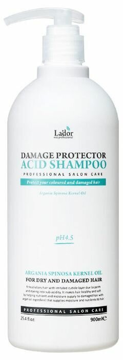 La'dor Шампунь для окрашенных волос с аргановым маслом и коллагеном Damaged Protector Acid Shampoo, 900мл