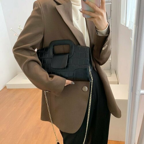 Сумка кросс-боди , фактура под рептилию, черный 1