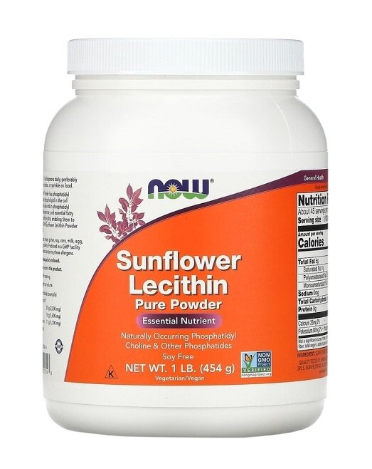 NOW Sunflower Lecithin Pure Powder (454 гр)