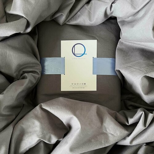 Постельное белье 2 спальное LINO textile, кпб серый, наволочки 70х70, европростынь 220х240, 100% Хлопок, поплин Люкс