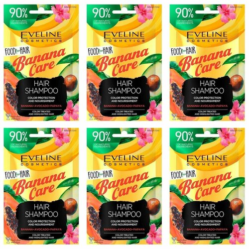 Eveline Cosmetics Шампунь для окрашенных и поврежденных волос Banana Care Интенсивное восстановление 20 г 6 шт 752₽
