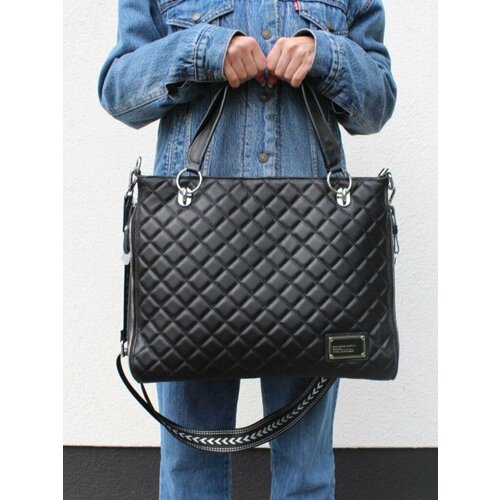 Сумка шоппер Bagira, фактура стеганая, черный