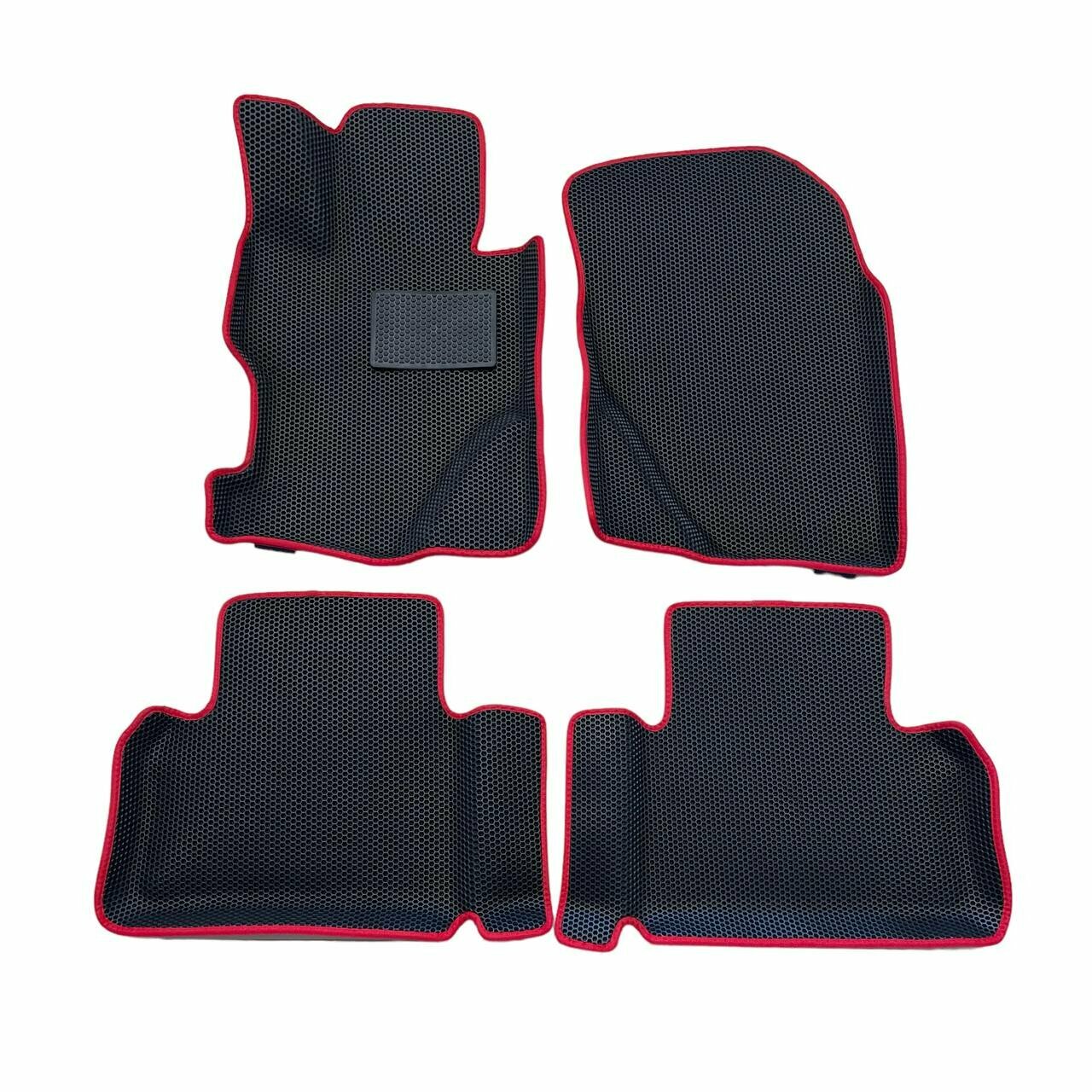 Автомобильные коврики ЕВА / EVA с бортами 3д+ / 3D+ для Honda Civic 8 2005-2011 / Хонда Цивик 8 черный(сота)-красный / резиновый подпятник