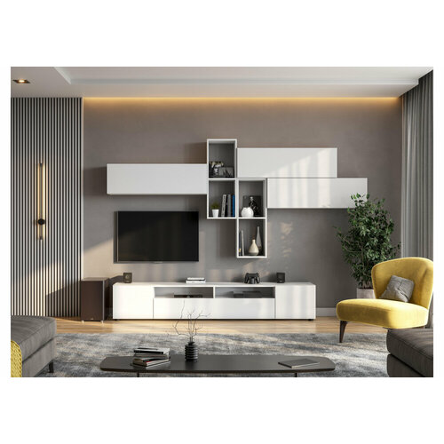 Модульная гостиная Woodville Валенсия комплектация 2 белый текстурный