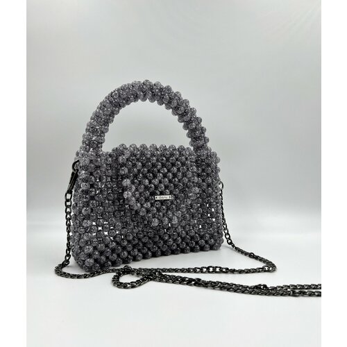 Сумка кросс-боди , фактура плетеная, серый