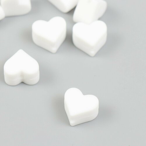 Бусина силикон Сердечко белая d14 см 8шт 380₽