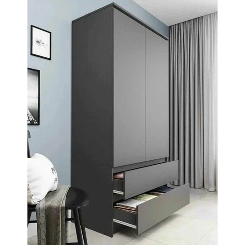 Шкаф высокий без ручек графит (серый) 90x210x50