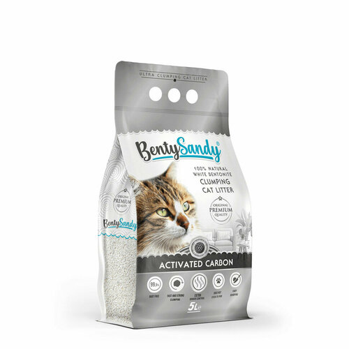 BentySandy Activated Carbon наполнитель для кошачьего туалета комкующийся, глиняный, с активированным углем - 4,35 кг (5 л)