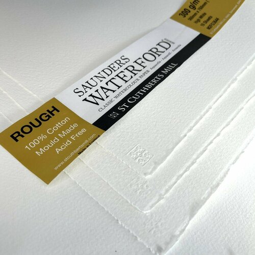 Акварельная бумага 3 листа 56х76см, 300гр/м2, Rough (Торшон), Saunders Waterford, High White, артикул 5133005101CB-03