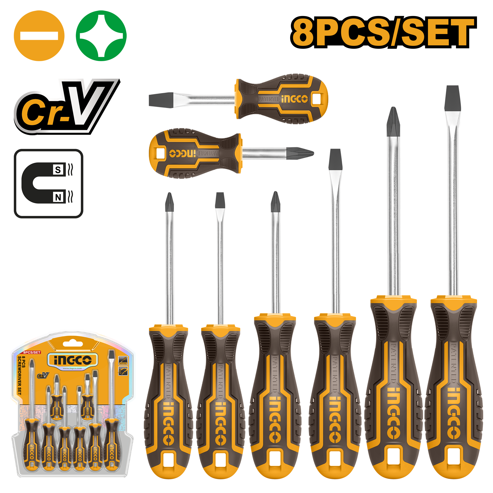 Набор отверток INGCO HKSD0828 INDUSTRIAL 8 шт.