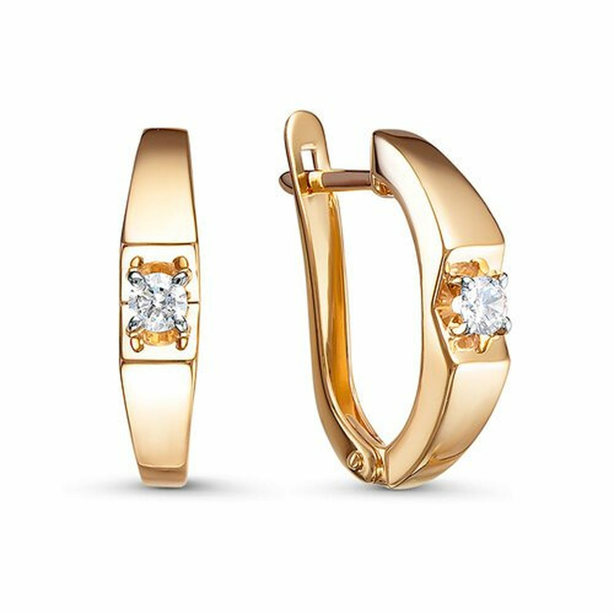 Серьги, красное золото, 585 проба, фианит