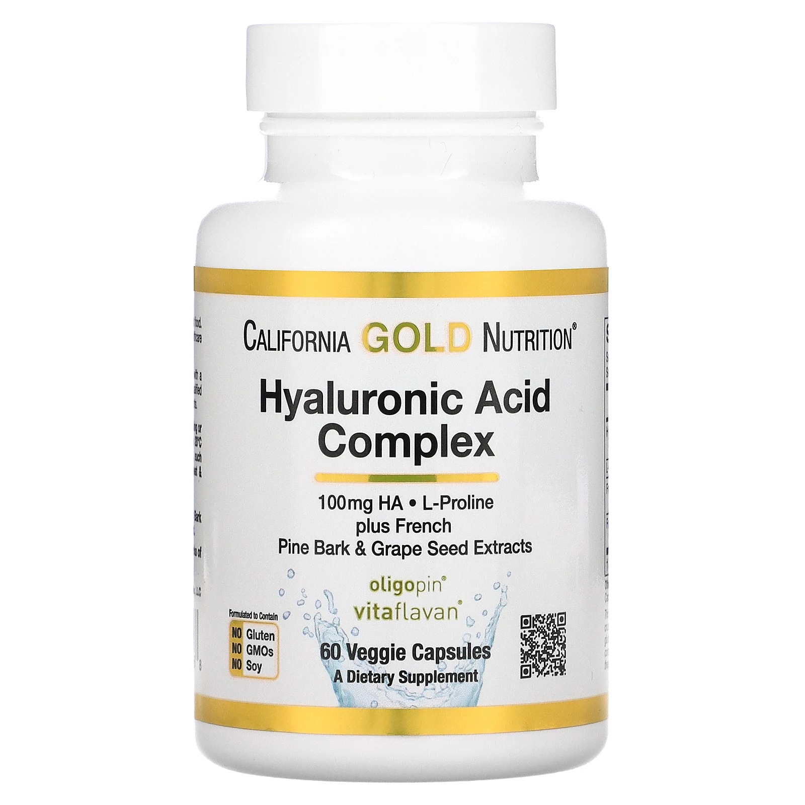 California Gold Nutrition, Hyaluronic Acid Complex, Комплекс с гиалуроновой кислотой, 60 растительных капсул