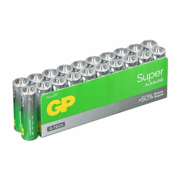Батарейка алкалиновая Super Alkaline G-Tech, AA, LR6-20BOX, 1.5 В, набор, 20 шт.