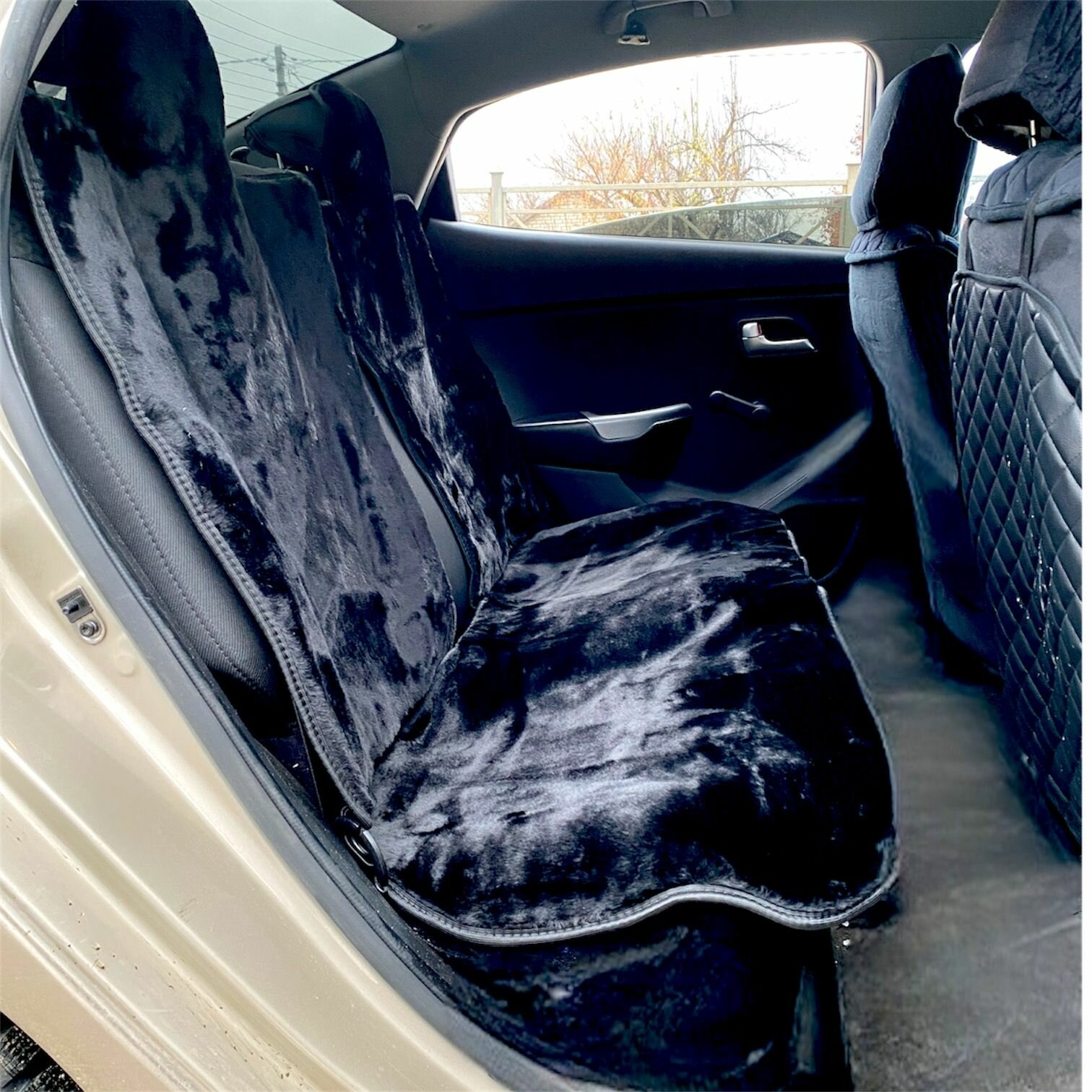 Накидки чехлы на сиденье авто мех , Комплект на задний ряд. Серый