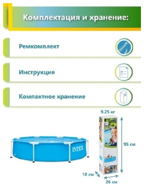 Бассейн Intex Metal Frame Pool 28205, каркасный, круглый, 244 см — фото 1