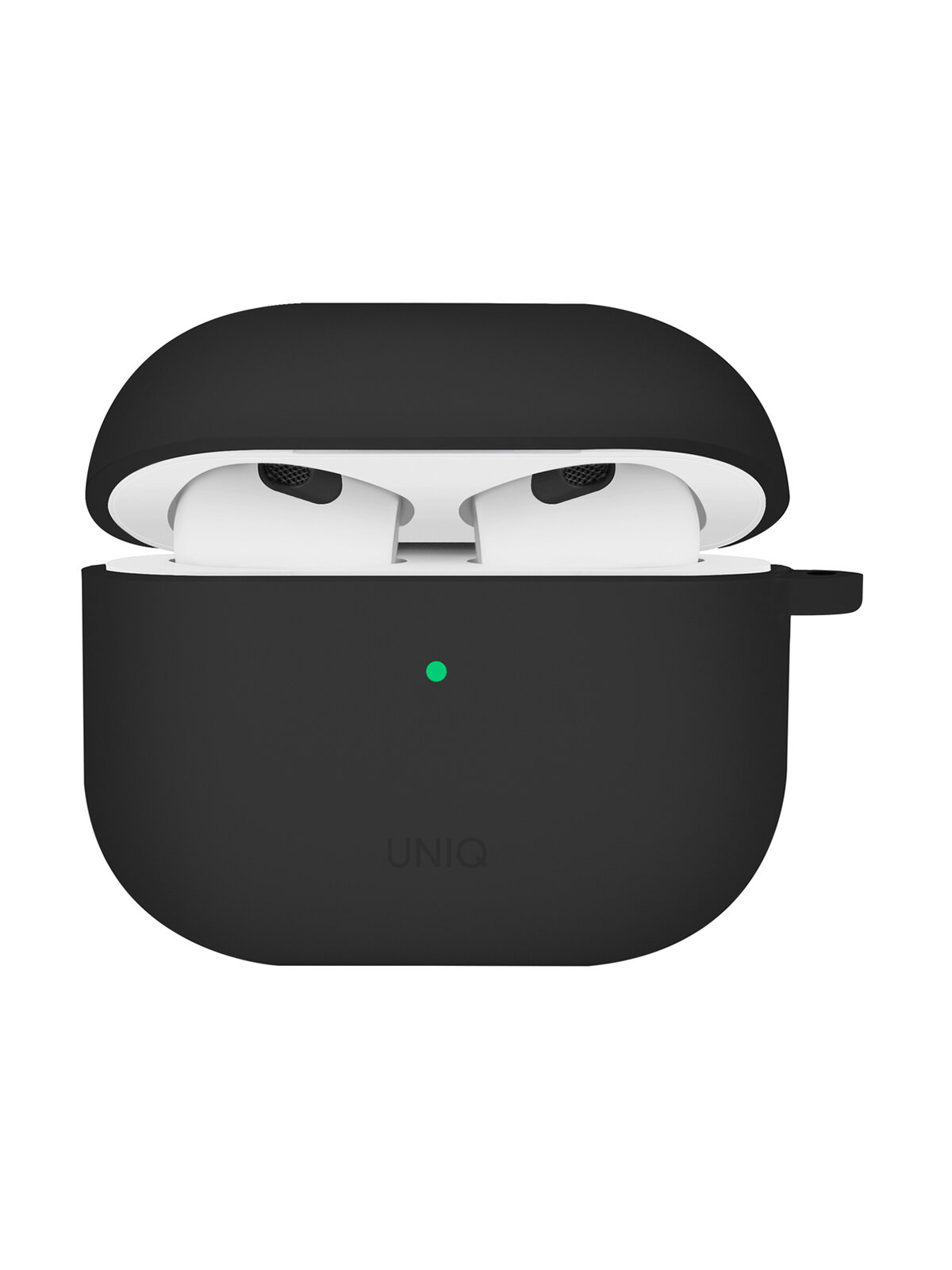 Uniq для Airpods 4 чехол NEXO Liquid silicone +carabin +Sports ear hooks Black