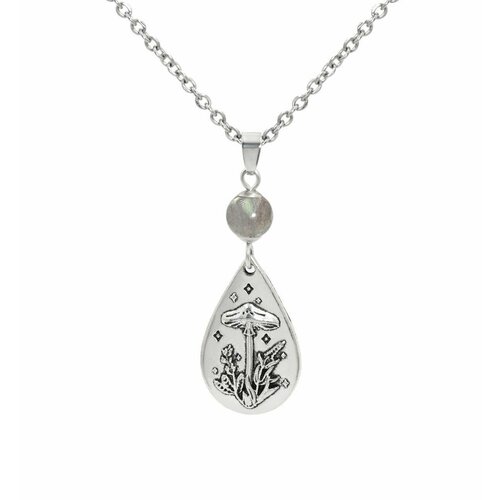 Колье SILVARIE, лабрадор, длина 50 см, серебряный, серый