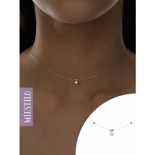 Колье MIESTILO серебро 925 проба родирование фианит длина 35 см серый серебристый белый 2794₽