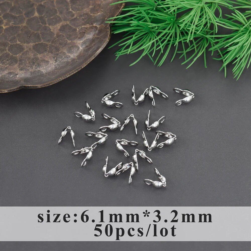 Серебряные крабики для бижутерии 6.1x3.2 мм (50 шт)