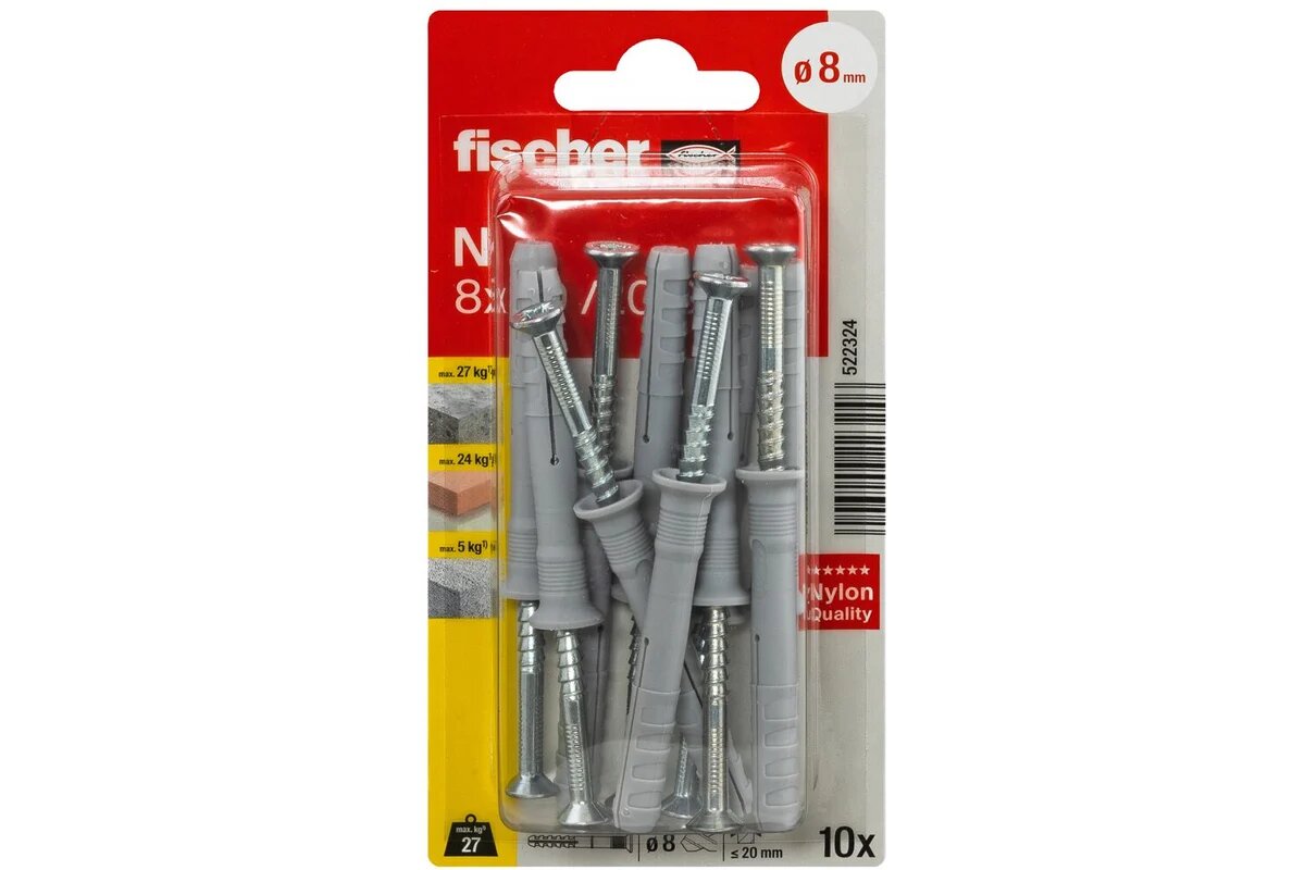 Fischer Дюбель-гвоздь потайной 8x60 10шт 522324